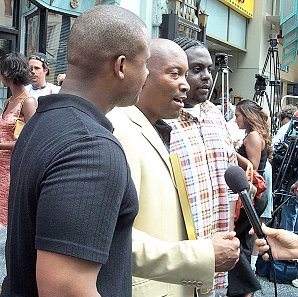 Jimmy, John, and Michael talk to the press